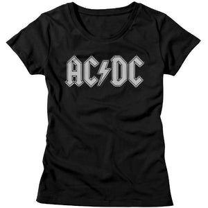 AC/DC Ladies T-Shirt Patch Look Logo Black Tee - Yoga Clothing for You