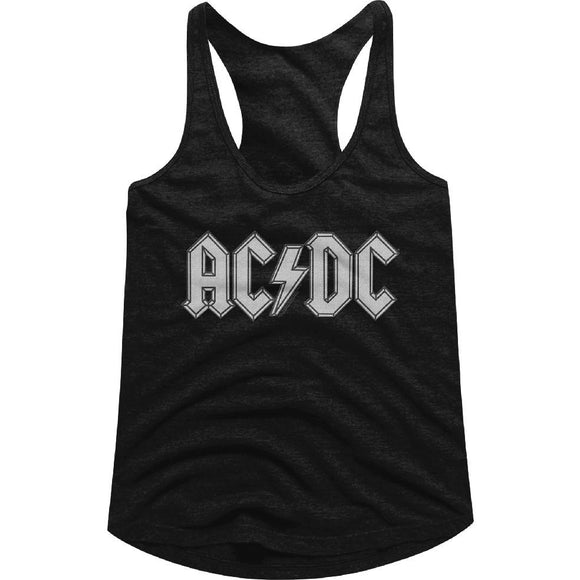 AC/DC Ladies Racerback Tanktop Patch Look Logo Black Tank - Yoga Clothing for You