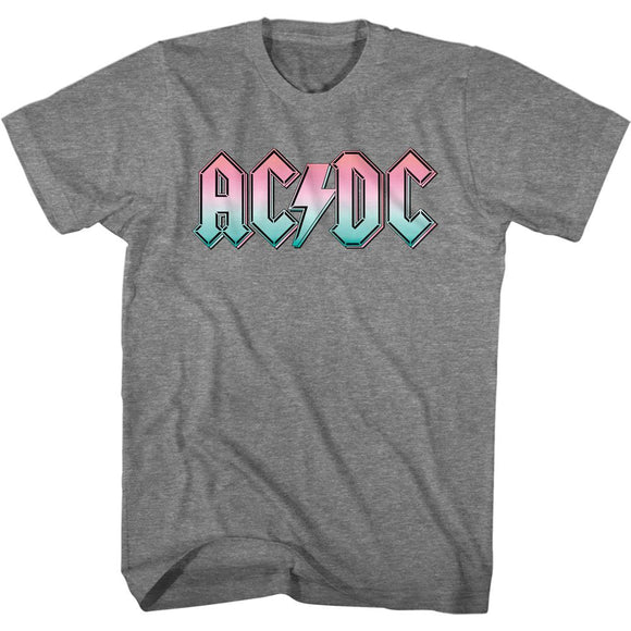 AC/DC Pastel Lightning Bolt Logo Graphite Heather T-shirt - Yoga Clothing for You