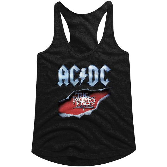 AC/DC Ladies Racerback Tanktop The Razors Edge Circle Black Tank - Yoga Clothing for You