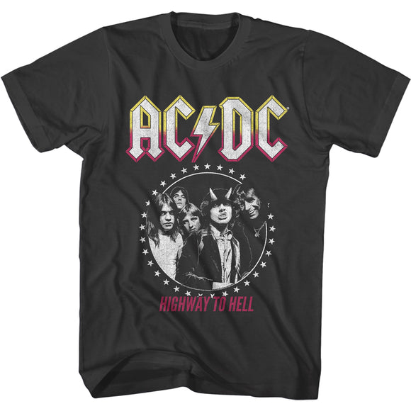 AC/DC Highway to Hell Album Vintage Group Photo Smoke T-shirt - Yoga Clothing for You