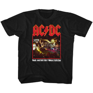 AC/DC Toddler T-Shirt Rock And Roll Ain't Pollution Poster Black Tee - Yoga Clothing for You