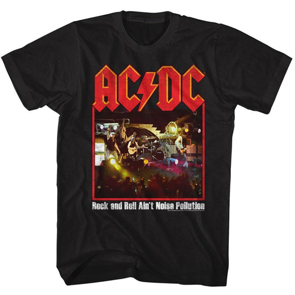 AC/DC T-Shirt Rock And Roll Ain't Pollution Poster Black Tee - Yoga Clothing for You