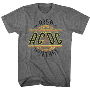 AC/DC T-Shirt High Voltage Logo Grey Heather Tee - Yoga Clothing for You