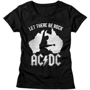 AC/DC Ladies T-Shirt Australia Let There Be Rock Black Tee - Yoga Clothing for You