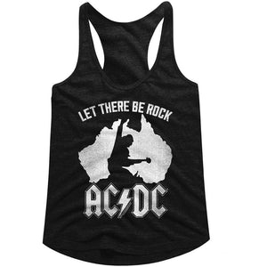 AC/DC Ladies Racerback Tanktop Australia Let There Be Rock Black Tank - Yoga Clothing for You