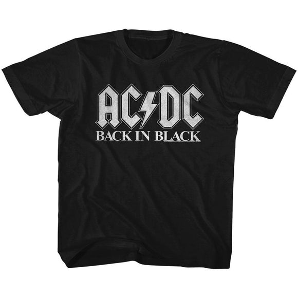 AC/DC Kids T-Shirt Back In Black White Logo Tee - Yoga Clothing for You