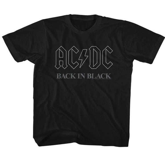AC/DC Kids T-Shirt Back in Black Logo Outline Tee - Yoga Clothing for You