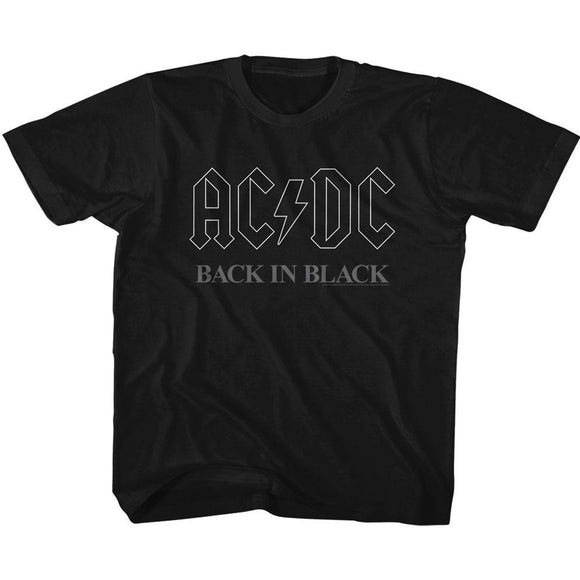 AC/DC Toddler T-Shirt Back In Black Logo Outline Tee - Yoga Clothing for You