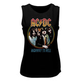 AC/DC Highway to Hell Album Photo Ladies Sleeveless Muscle Black Tank Top - Yoga Clothing for You