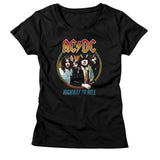 AC/DC Ladies T-Shirt Highway to Hell Circle Color Tee - Yoga Clothing for You