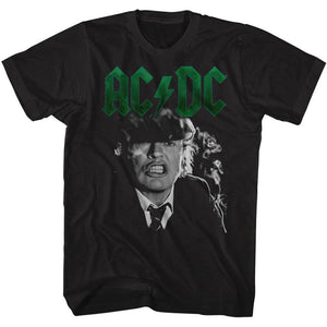 AC/DC Tall T-Shirt Angus Growl Green Logo Black Tee - Yoga Clothing for You