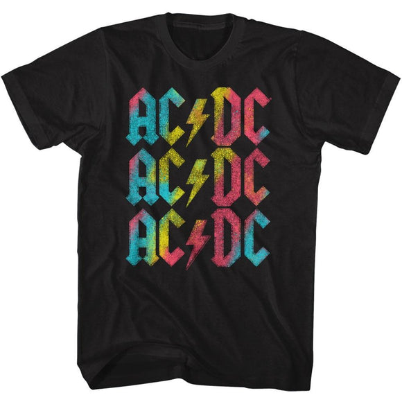 AC/DC Tall T-Shirt Multicolor Logo Black Tee - Yoga Clothing for You