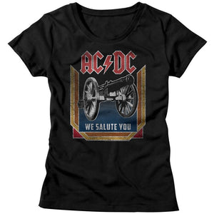 AC/DC Ladies T-Shirt We Salute You Colorful Black Tee - Yoga Clothing for You