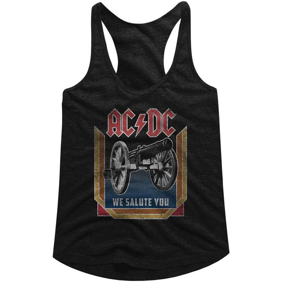 AC/DC Ladies Racerback Tanktop We Salute You Colorful Black Tank - Yoga Clothing for You