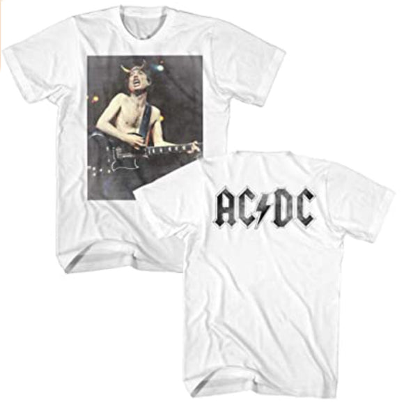 AC/DC Shirt Angus Young White Tall T-shirt - Yoga Clothing for You