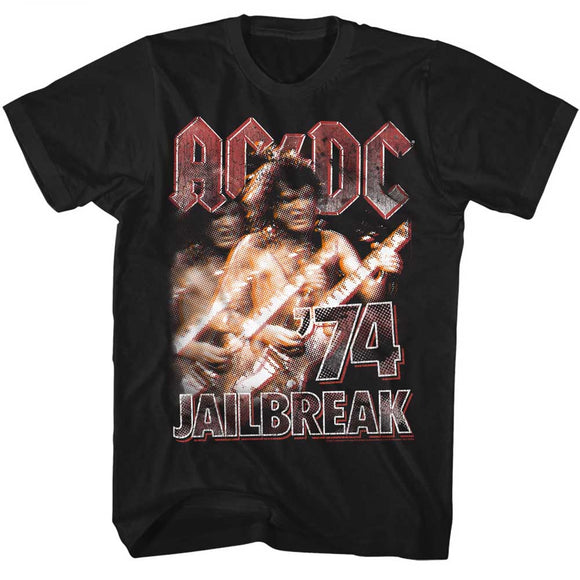 AC/DC Tall T-Shirt '74 Jailbreak Concert Black Tee - Yoga Clothing for You