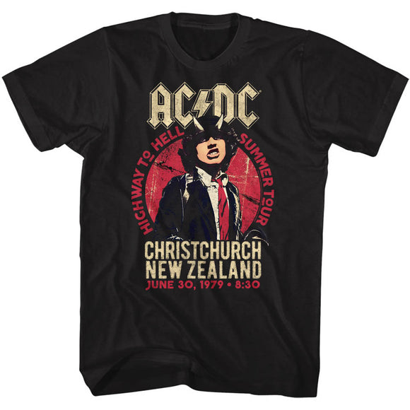 AC/DC Tall T-Shirt Christchurch New Zealand Summer Tour Black Tee - Yoga Clothing for You