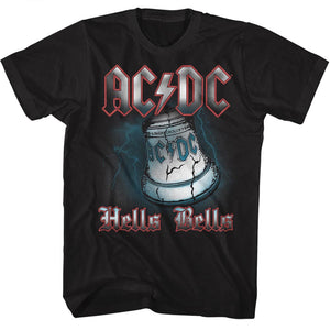 AC/DC Tall T-Shirt Hells Bells Color Lightning Black Tee - Yoga Clothing for You