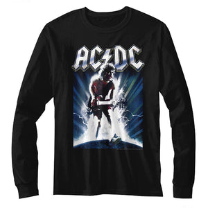 AC/DC Long Sleeve T-Shirt Lightning Guitar Solo Black Tee - Yoga Clothing for You