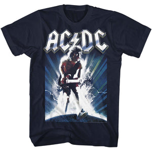 AC/DC Tall T-Shirt Lightning Guitar Solo Black Tee - Yoga Clothing for You