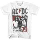 AC/DC Tall T-Shirt Highway to Hell USA Tour '79 White Tee - Yoga Clothing for You