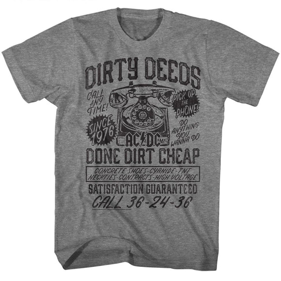 AC/DC T-Shirt Dirty Deeds Done Dirt Cheap Ad Graphite Tee - Yoga Clothing for You