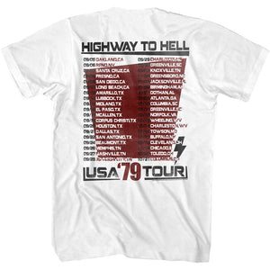 AC/DC T-Shirt Highway to Hell USA Tour '79 White Tee - Yoga Clothing for You