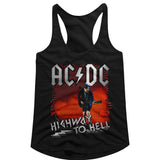 AC/DC Ladies Racerback Tanktop Angus Highway to Hell Song Black Tank - Yoga Clothing for You