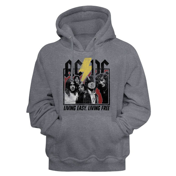 AC/DC Living Easy Living Free Highway to Hell Grey Pullover Hoodie - Yoga Clothing for You
