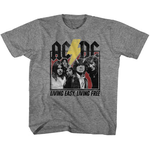 AC/DC Living Easy Living Free Highway to Hell Grey Kids T-shirt - Yoga Clothing for You