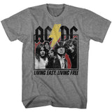 AC/DC Living Easy Living Free Highway to Hell Grey T-shirt - Yoga Clothing for You