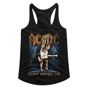 AC/DC Ladies Racerback Tanktop Stiff Upper Lip Album Black Tank - Yoga Clothing for You