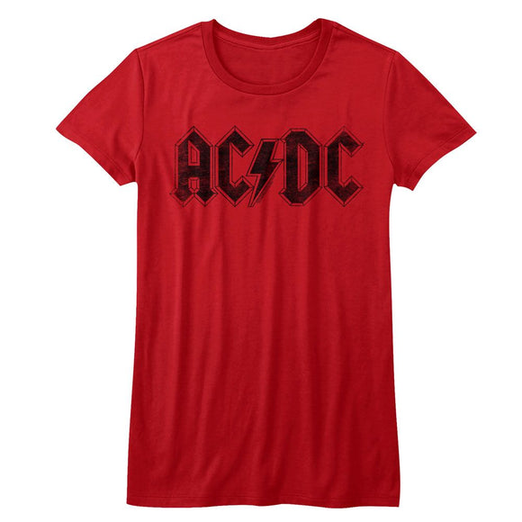 AC/DC Juniors T-Shirt Vintage Logo Red Tee - Yoga Clothing for You