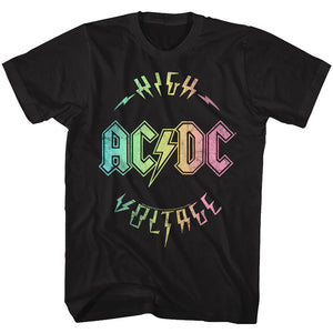 AC/DC Vintage Rainbow High Voltage Album Black T-shirt - Yoga Clothing for You