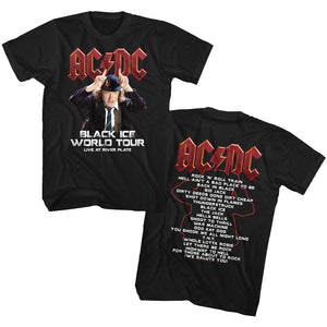 AC/DC Black Ice World Tour Front and Back Black T-shirt - Yoga Clothing for You