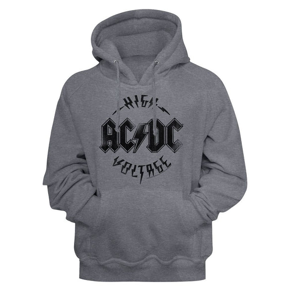 AC/DC Vintage High Voltage Logo Grey Pullover Hoodie - Yoga Clothing for You