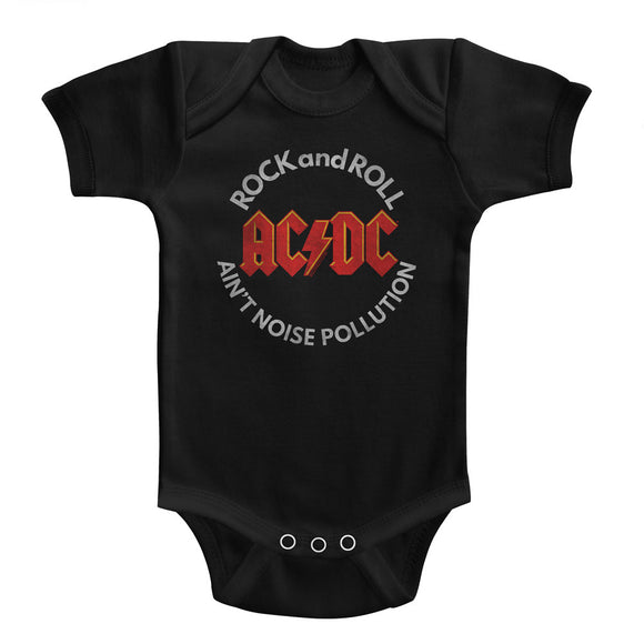 AC/DC Infant Bodysuit Rock and Roll Ain't Noise Pollution Black Romper - Yoga Clothing for You