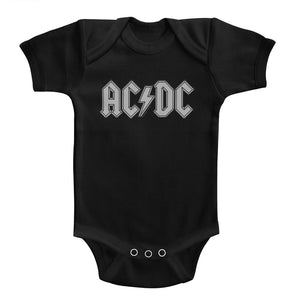 AC/DC Infant Bodysuit Grey Logo Black Romper - Yoga Clothing for You