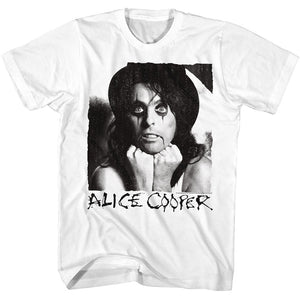 Alice Cooper Vintage Photograph White Tall T-shirt - Yoga Clothing for You