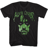 Alice Cooper Green Photo Black T-shirt - Yoga Clothing for You