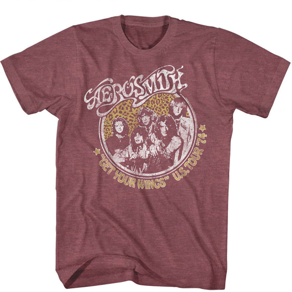 Aerosmith Get Your Wings Tour Maroon Heather T-shirt