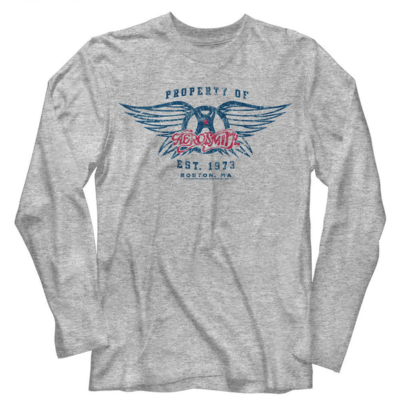 Aerosmith Long Sleeve T-Shirt Property Of Est 1973 Grey Tee