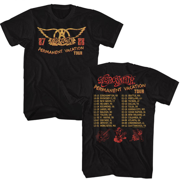 Aerosmith Permanent Vacation Tour Black T-shirt Front & Back