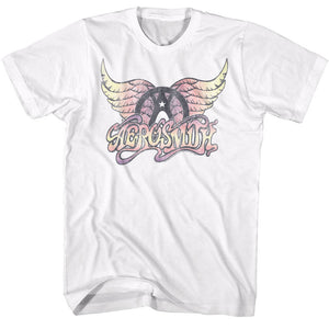 Aerosmith Faded Wing Logo White Tall T-shirt