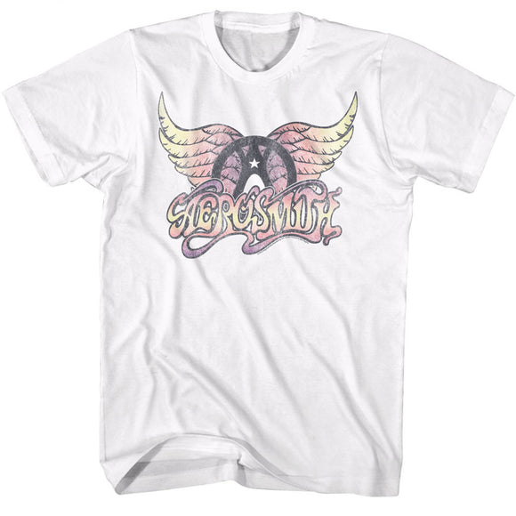 Aerosmith Faded Wing Logo White Tall T-shirt