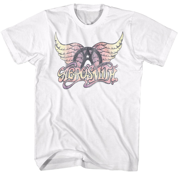 Aerosmith Faded Wing Logo White T-shirt