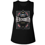 Aerosmith Vintage Box Logo Ladies Sleeveless Muscle Black Tank Top