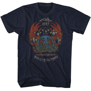 Aerosmith 1977 Tour Navy T-shirt