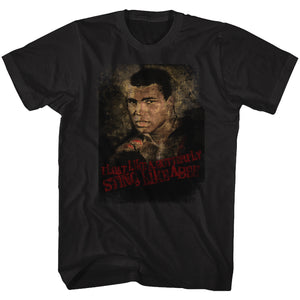 Muhammad Ali T-Shirt Float Like A Butterfly Distressed Black Tee - Yoga Clothing for You